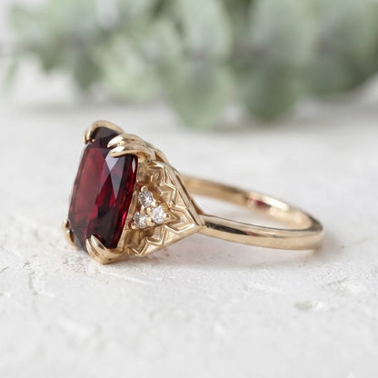 Pink Tourmaline Cushion Cut Gemstone Ring