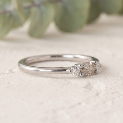 Marquise Cut Champagne Lab Grown Minimalist Diamond Ring