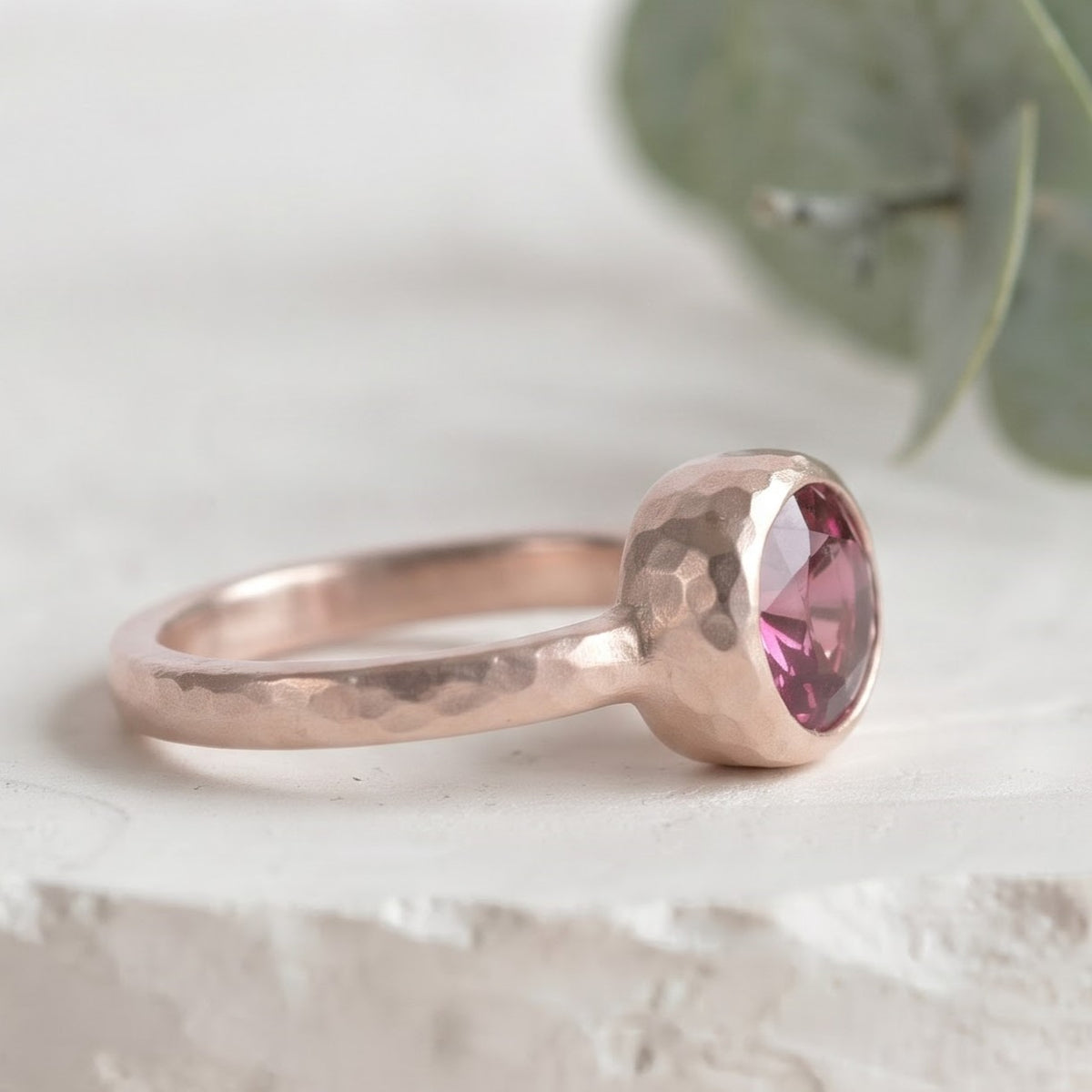 Round Pink Sapphire Handmade Ring
