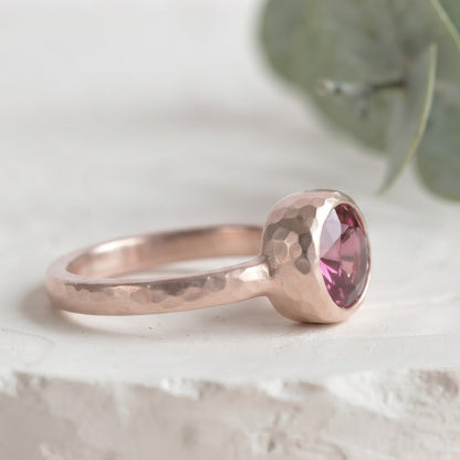 Round Pink Sapphire Handmade Ring
