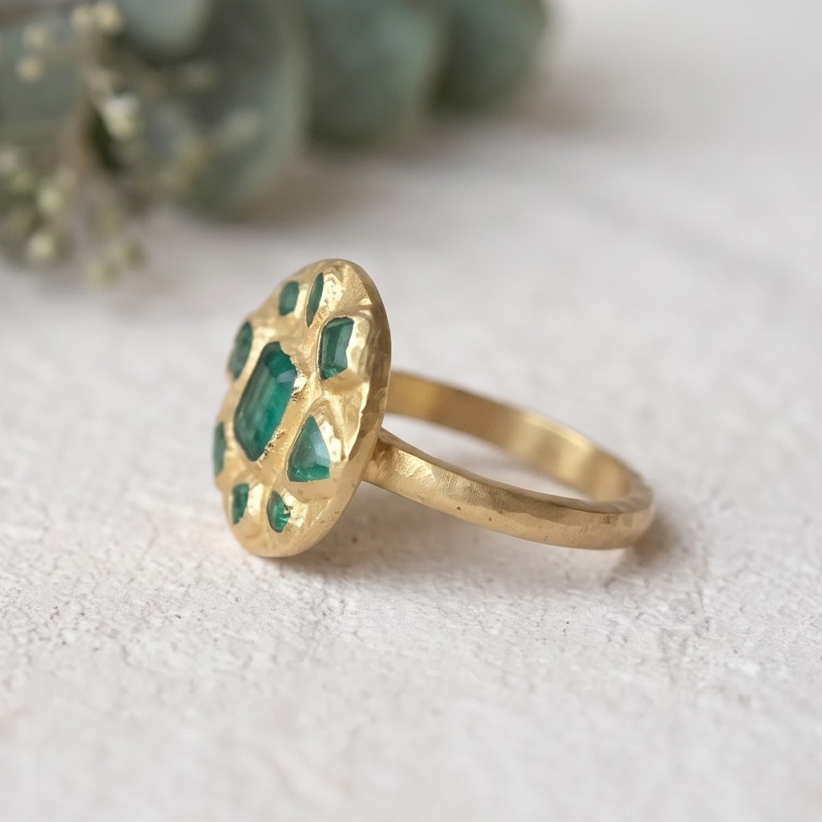 Rustic Handmade Emerald Ring