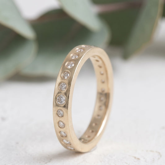 Diamond Wedding Band Ring Handmade Gold Bridal Band