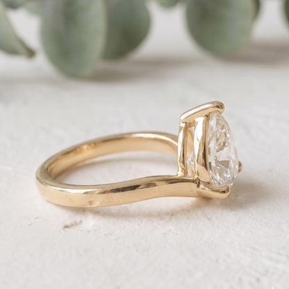 Trilliant Cut Lab Grown Diamond Ring in Gold