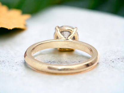 Round Rose Cut Salt and Pepper Diamond Ring featuring a 1.15 CT natural salt and pepper diamond with galaxy-like organic inclusions in a minimalist handmade design with a straight 1.8 to 1.9 mm band and sleek modern finish.