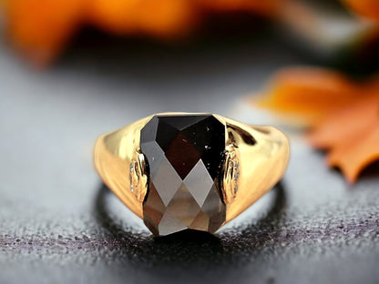 alt and Pepper Pyramid Diamond Ring featuring a 3.75 CT natural gray pyramid cut diamond with speckled organic inclusions, accented by round diamond side stones in a bezel set geometric design with a reverse tapered 2.70 mm band, handcrafted as a bold modern statement ring.