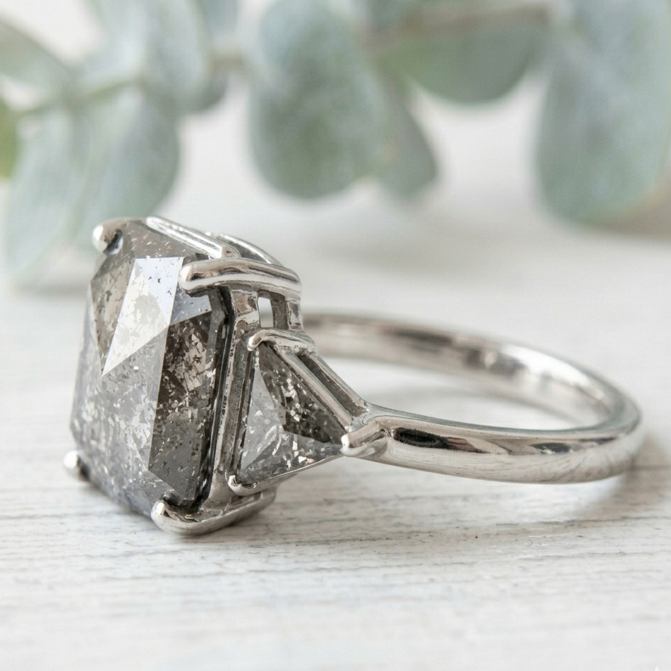 Rose Cut Emerald Diamond Ring with a Vintage Inspired Design