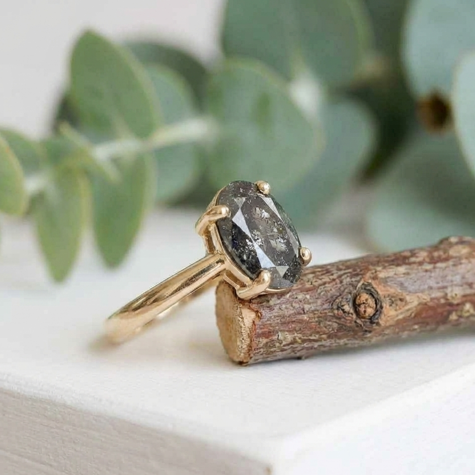 Oval Diamond Engagement Ring in Solid Gold Promise Ring