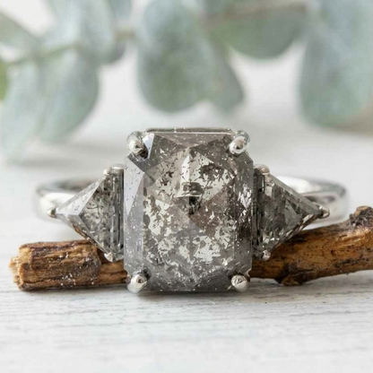 Rose Cut Emerald Diamond Ring with a Vintage Inspired Design