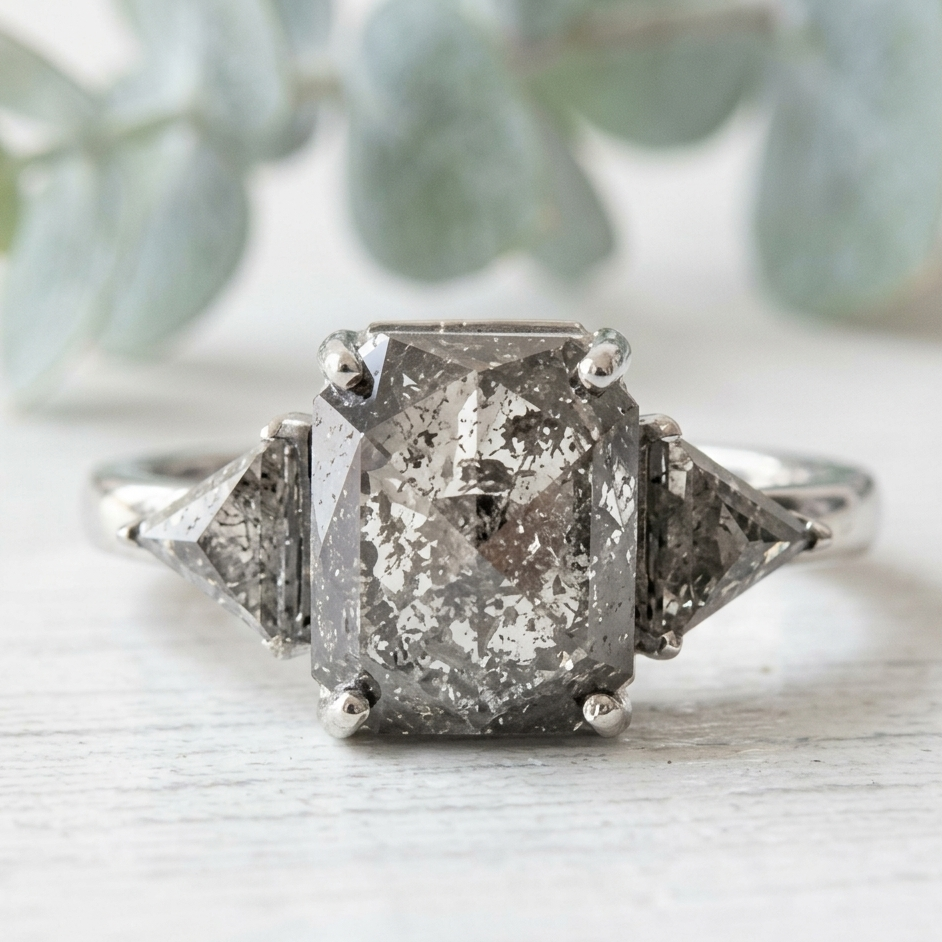 Rose Cut Emerald Diamond Ring with a Vintage Inspired Design