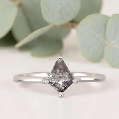 Kite Salt and Pepper Diamond Ring with Bezel Setting