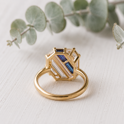Lab Grown Diamond Sapphire Gold Engagement Ring