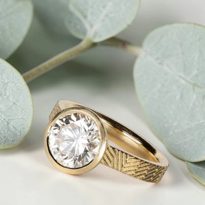 Brown Round Diamond Ring 2.05CT Solitaire Engagement Ring